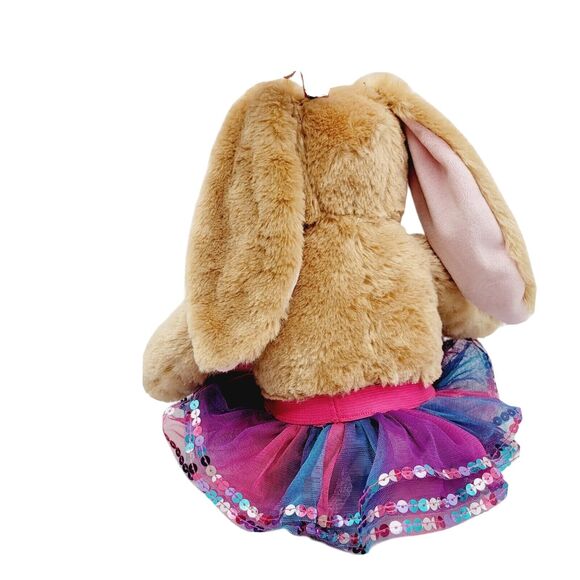 Build-A-Bear 15" Pawlette Bunny Rabbit Plush Pink Brown Stuffed Animal Skirt - Picture 4 of 7